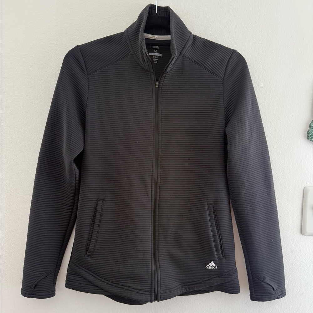 Adidas Women’s Black Ribbed Golf Zip Up